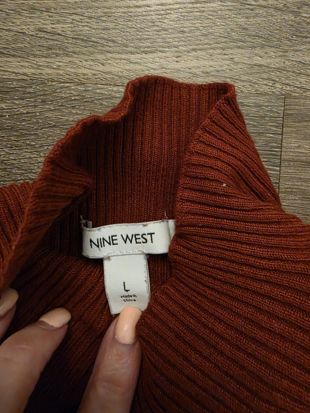 Nine West Rust Ribbed Turtleneck Sweater - Picture 2 of 2